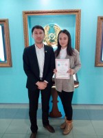 December 7, 2016 the student of the 2nd course of the specialty "International relations" of Karaganda economic university EsenGuldauren won the 1st place at the Republican scientific-practical conference "Actual problems of the world history and internat